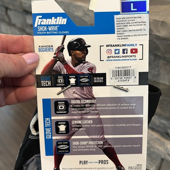 Franklin genuine leather youth batting gloves,shok-sorb protection digital tech - Picture 8 of 9